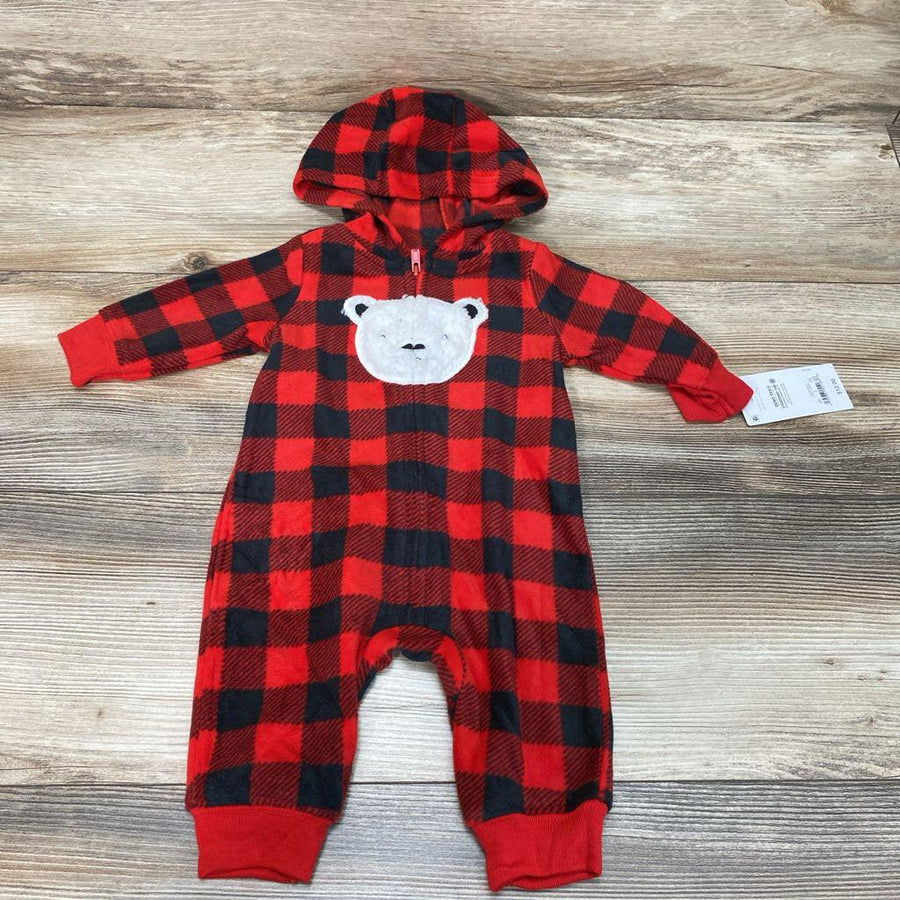 NEW Just One You Hooded Fleece Buffalo Check Hooded Coverall sz 3m - Me 'n Mommy To Be