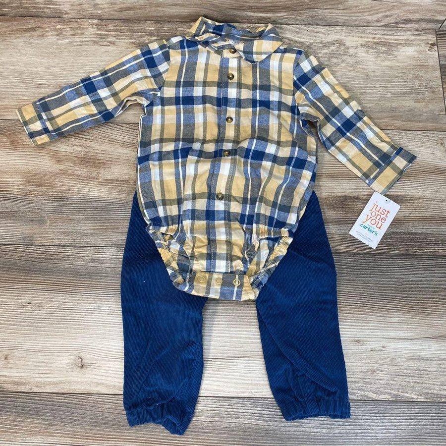 NEW Just One You 2pc Plaid Bodysuit & Cord Pants sz 9m - Me 'n Mommy To Be