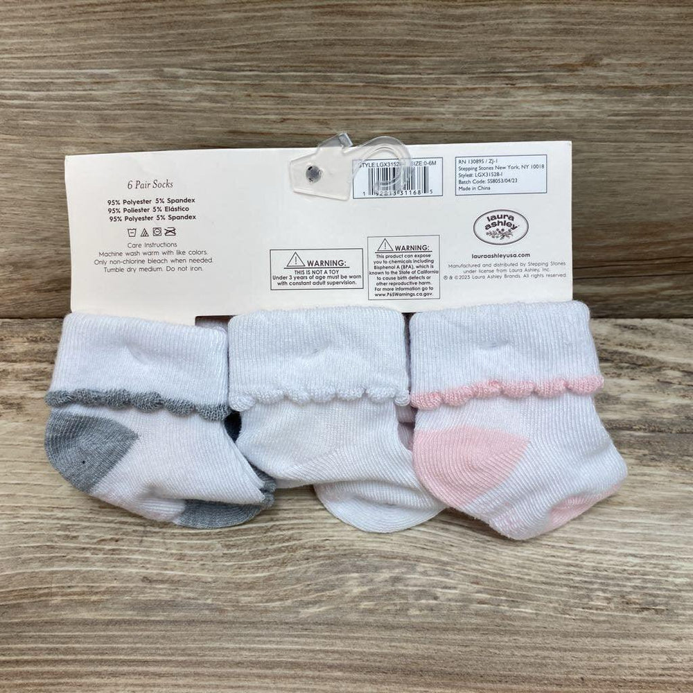NEW Laura Ashley 6pk Socks With Lettuce Trim sz 0-6m - Me 'n Mommy To Be