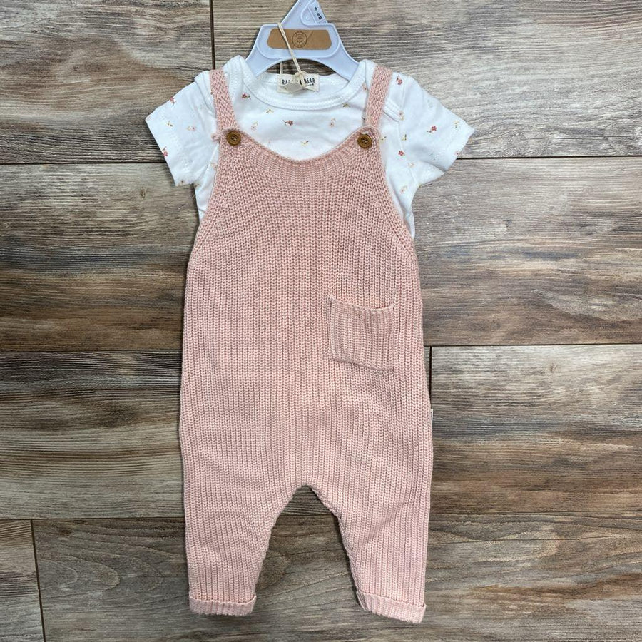 NEW Rabbit + Bear 2pc Organic Knit Overall Set sz 3-6m - Me 'n Mommy To Be