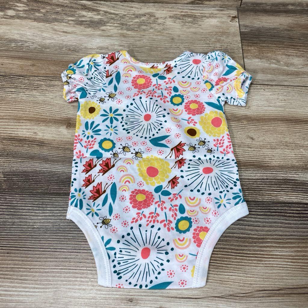 NEW Okie Dokie Puff Sleeve Bodysuit -White Floral sz 3m - Me 'n Mommy To Be