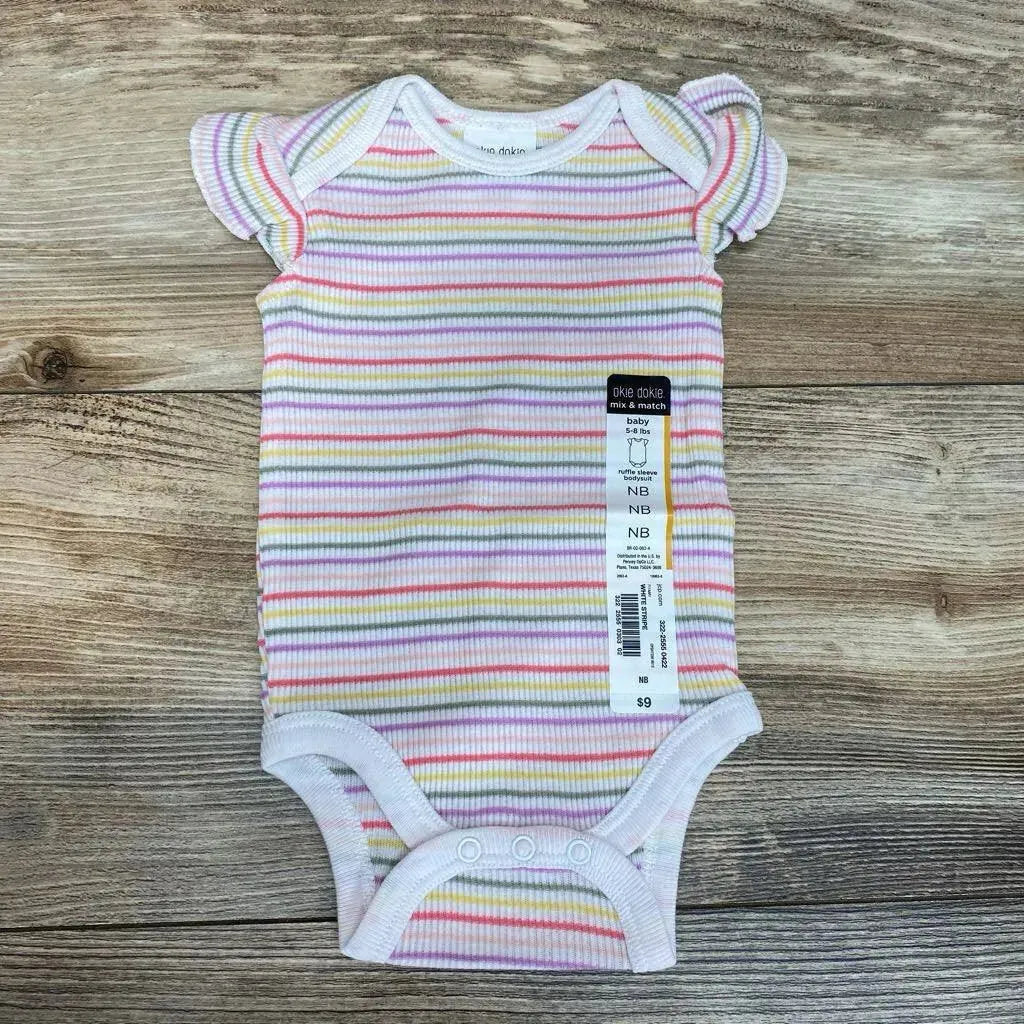 NEW Okie Dokie Flutter Sleeve Ribbed Bodysuit sz NB - Me 'n Mommy To Be