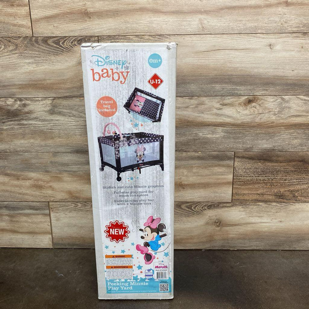 NEW Disney Baby 3D Ultra Baby Play Yard with Bassinet and Toy Bar, Peeking Minnie - Me 'n Mommy To Be