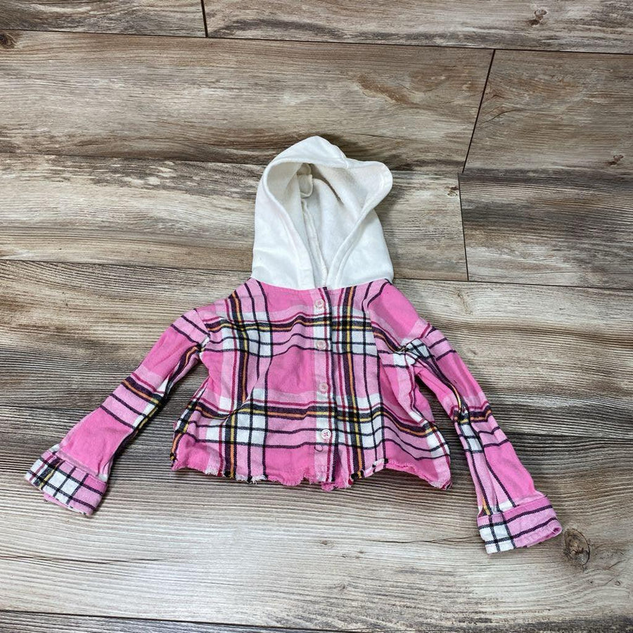 Wonder Nation Hooded Button-Up Plaid Shirt sz 12m - Me 'n Mommy To Be