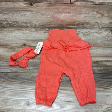 NEW Cat & Jack 2pc Muslin Romper & Headband sz 3-6m - Me 'n Mommy To Be