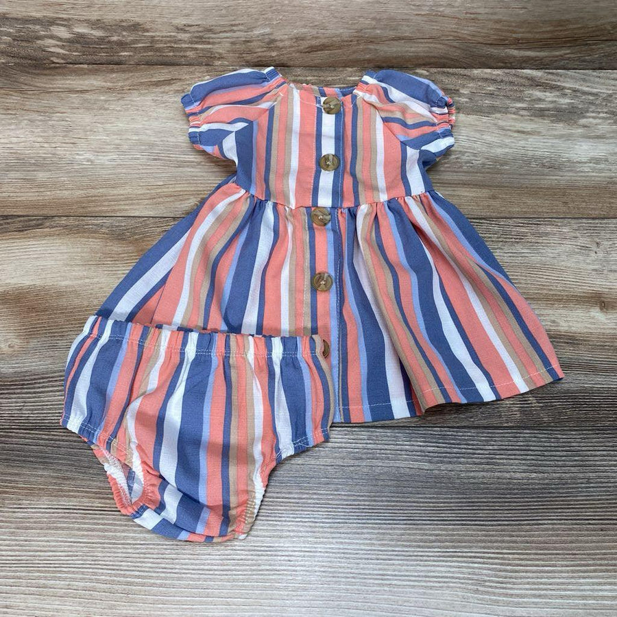 Little Lass 2pc Striped Dress & Bloomers sz 3-6m - Me 'n Mommy To Be
