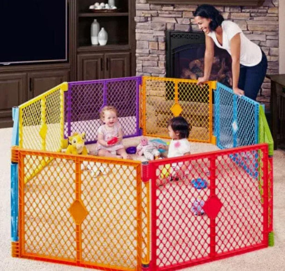 North States Toddleroo Superyard Colorplay 6 Panel Gate - Me 'n Mommy To Be