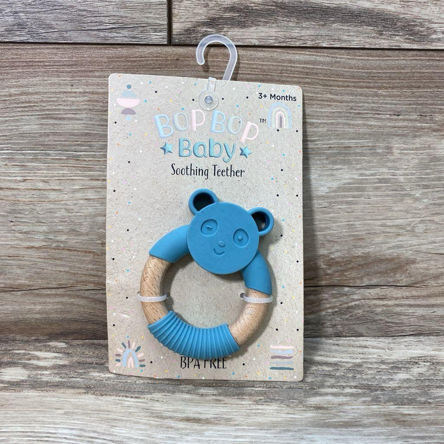 NEW Bop Bop Baby Soothing Teether Silicone and Wood - Me 'n Mommy To Be