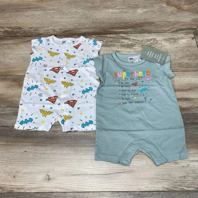 NEW H&M 2pk Superhero Rompers sz NB - Me 'n Mommy To Be