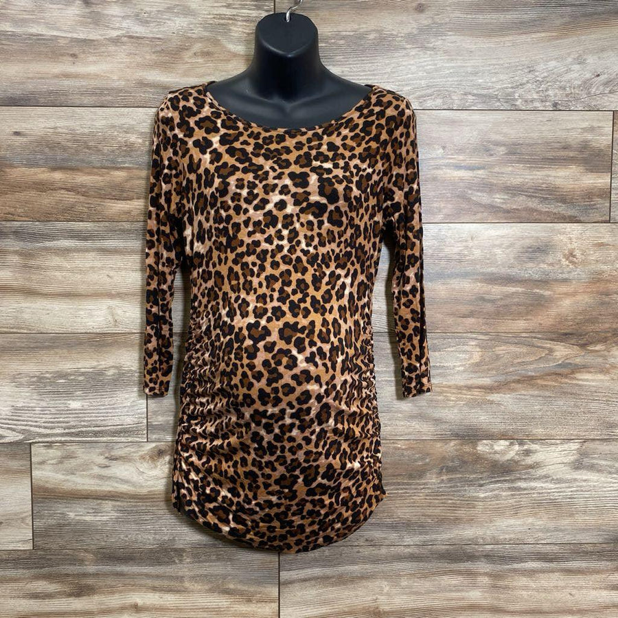 Motherhood Leopard Print Ruched Shirt sz Small - Me 'n Mommy To Be