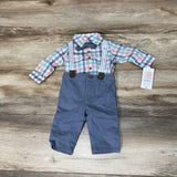 NEW Just One You 4Pc Plaid Button-Up Suspender Set sz 3m - Me 'n Mommy To Be