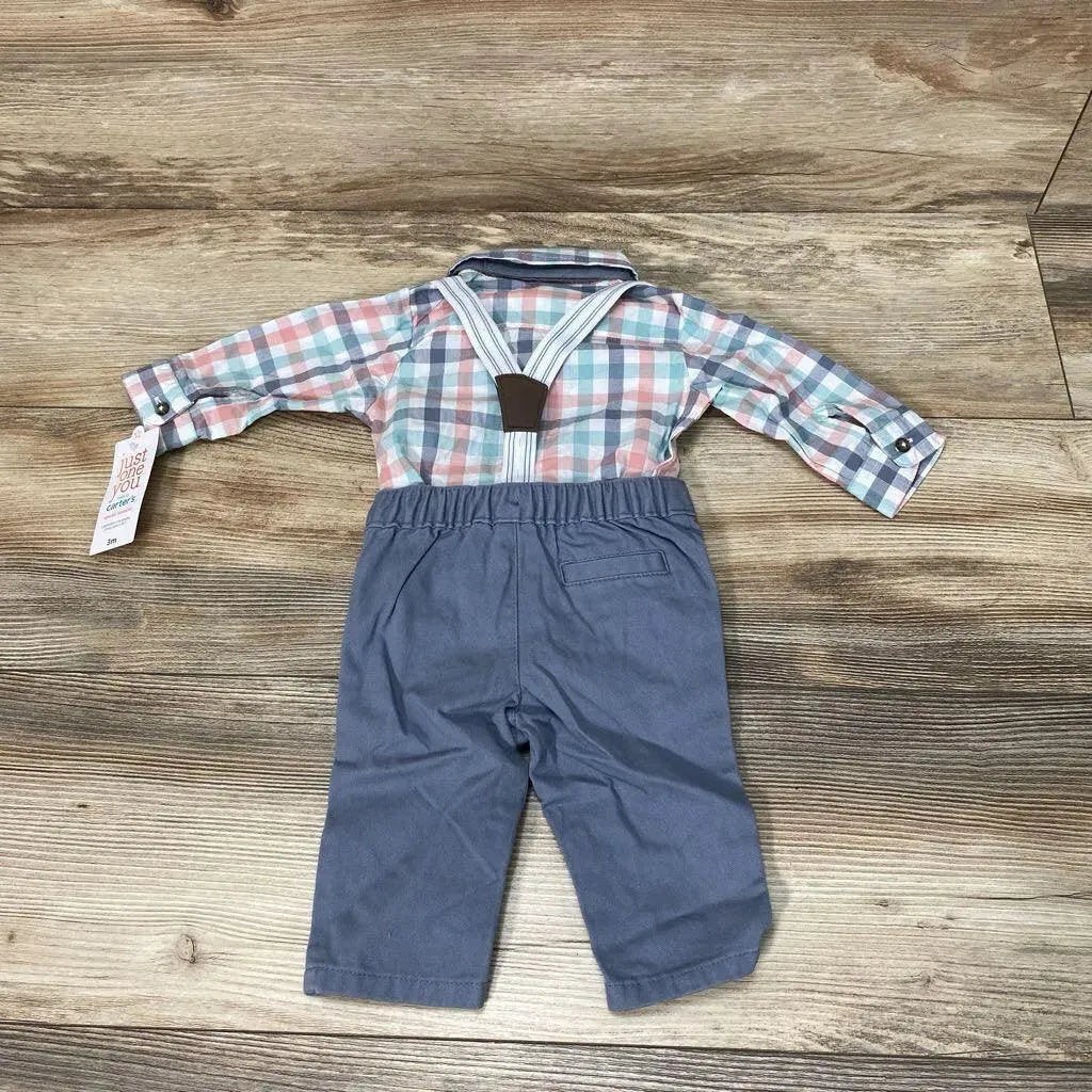 NEW Just One You 4Pc Plaid Button-Up Suspender Set sz 3m - Me 'n Mommy To Be