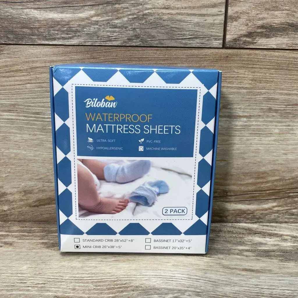 NEW Biloban 2pk Mini Crib Waterproof Mattress Sheets - Me 'n Mommy To Be