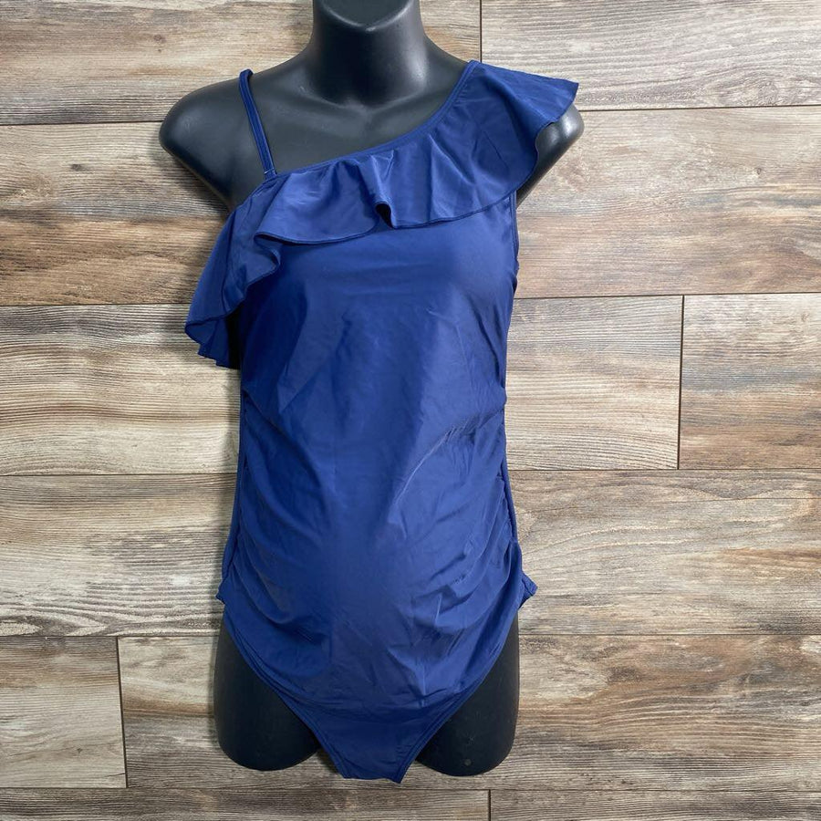 NEW Summer Mae 1pc Ruffled One Shoulder Swimsuit sz Large - Me 'n Mommy To Be